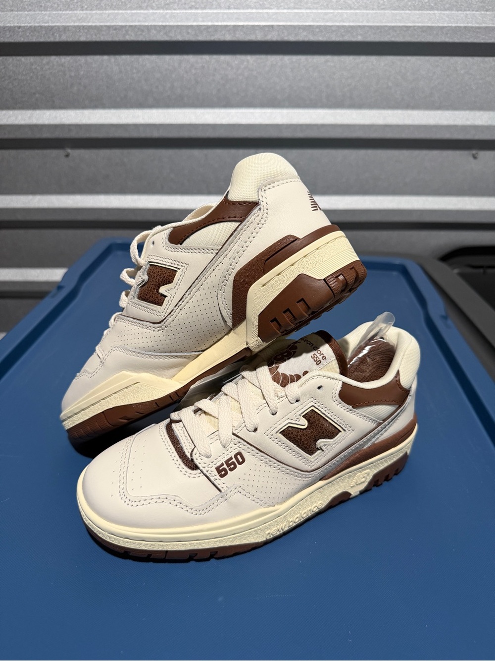 New Balance 550 Men's Cream and Brown Leather Sneakers